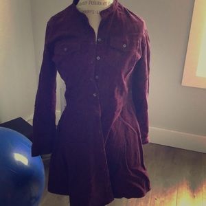 Corduroy wine shirt dress